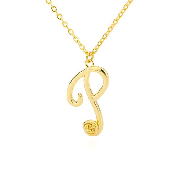 Letter Flower Necklace - Letter P - Picture 1 of 8